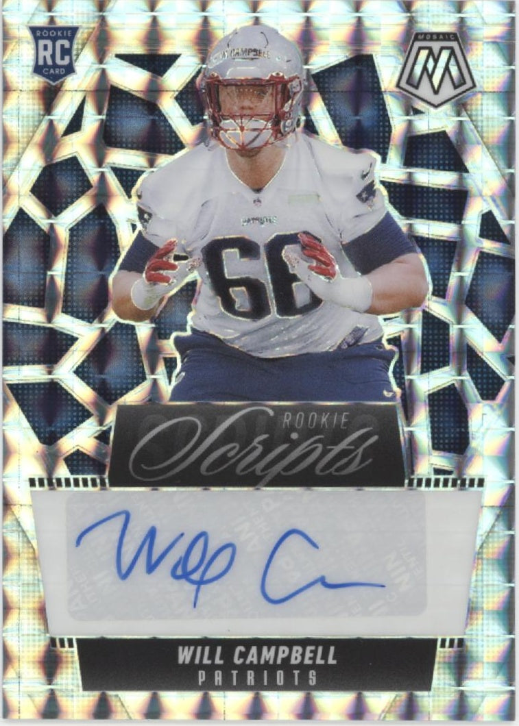 Will Campbell 2025 Panini Mosaic Rookie Scripts Prizm RC Auto#RS-CL