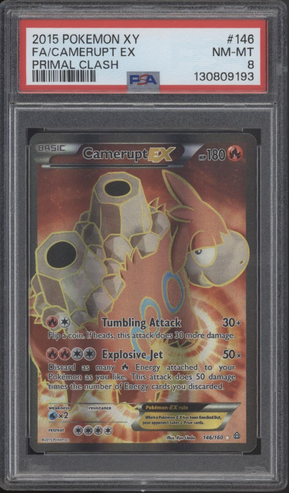 Camerupt ex Pokemon Primal Clash Full Art #146 PSA 8