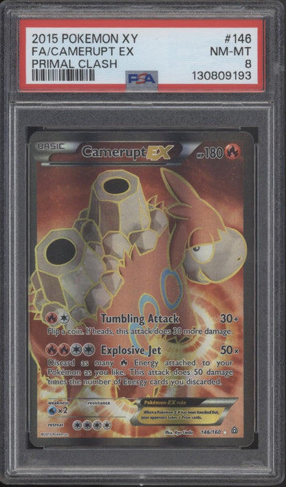 Camerupt ex Pokemon Primal Clash Full Art #146 PSA 8