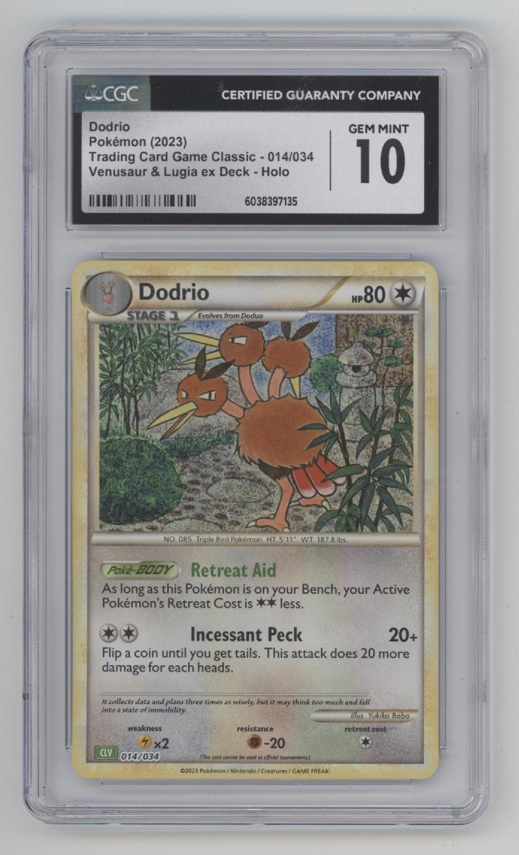 Dodrio Pokemon Venusaur & Lugia ex Deck Holo #014 CGC 10