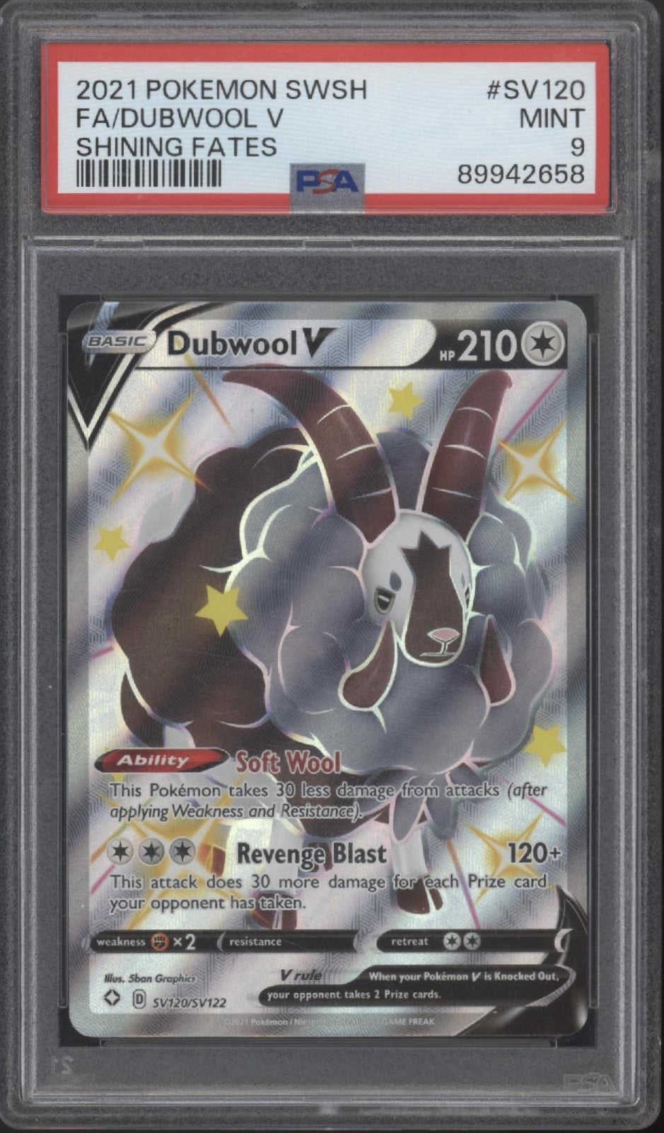 Dubwool V Pokemon Shining Fates Full Art #SV120 PSA 9