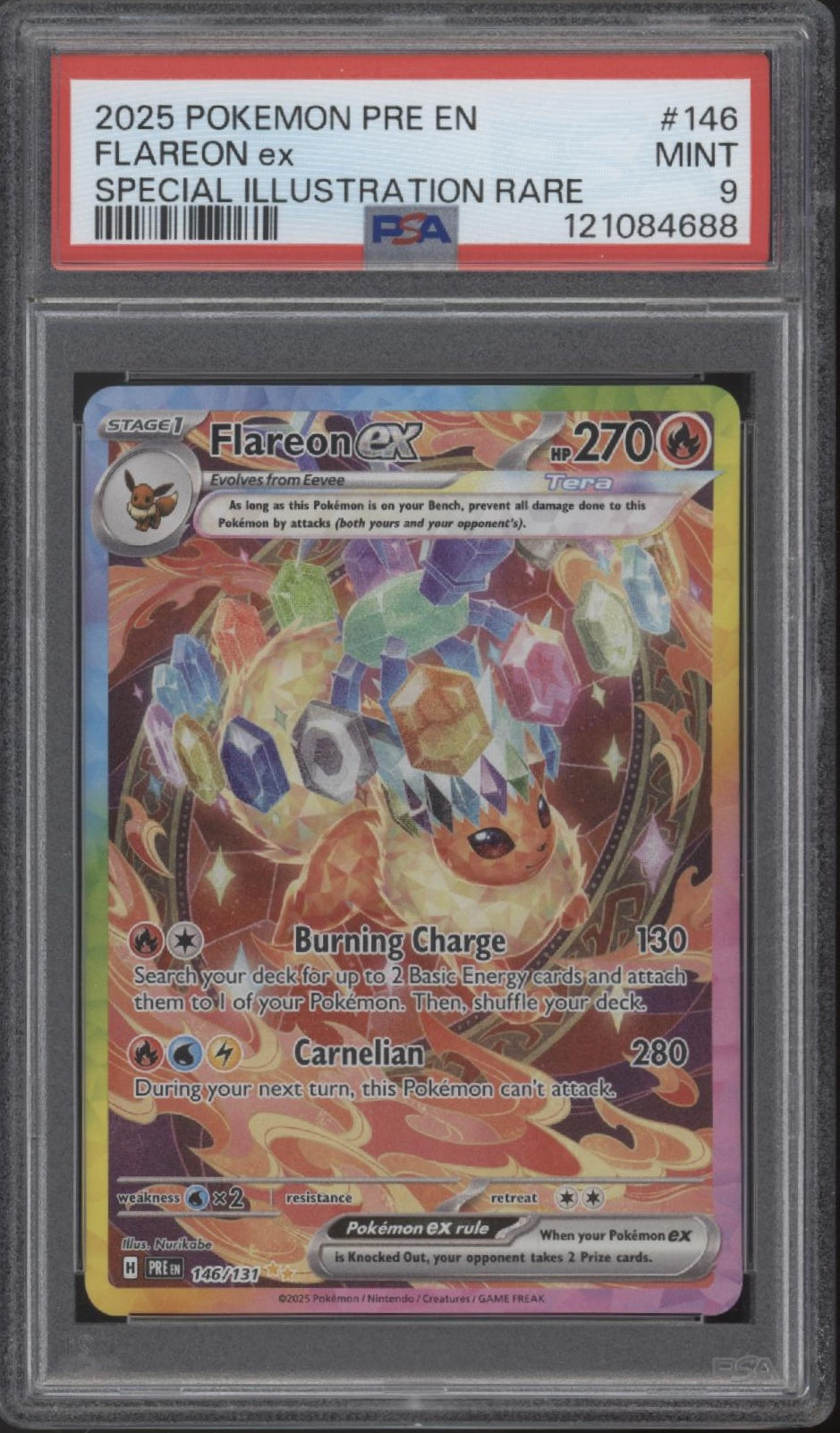 Flareon Pokemon Prismatic Evolutions Special Illustration Rare #146 PSA 9