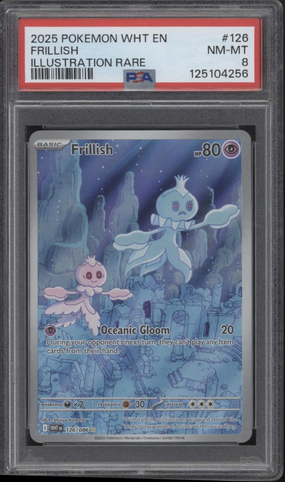Frillish Pokemon White Flare Illustration Rare #126 PSA 8