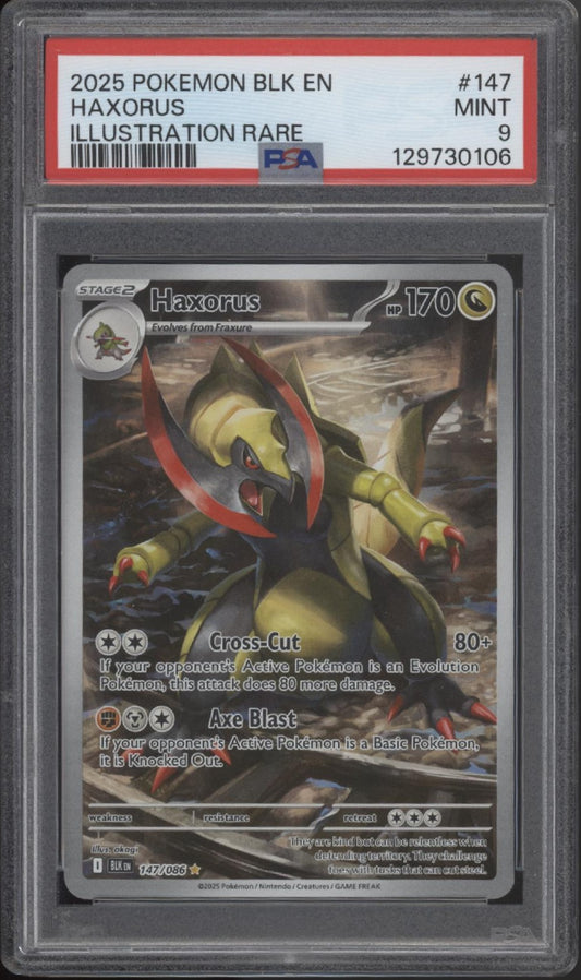 Haxorus Pokemon Black Bolt Illustration Rare #147 PSA 9