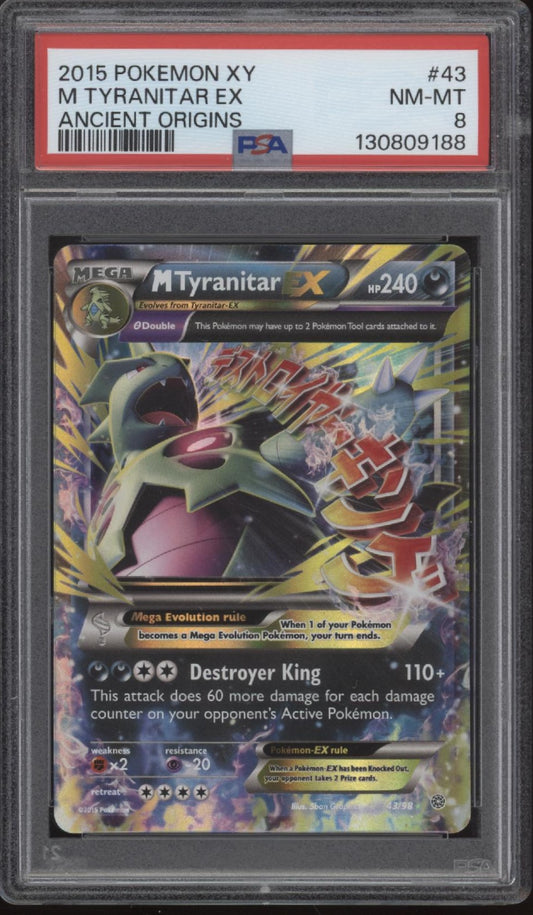 M Tyranitar ex Pokemon Ancient Origins #43 PSA 8