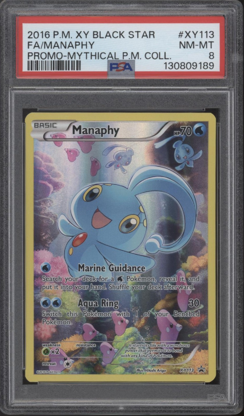 Manaphy Pokemon XY Black Star Promo Mythical Collection #XY113 PSA 8