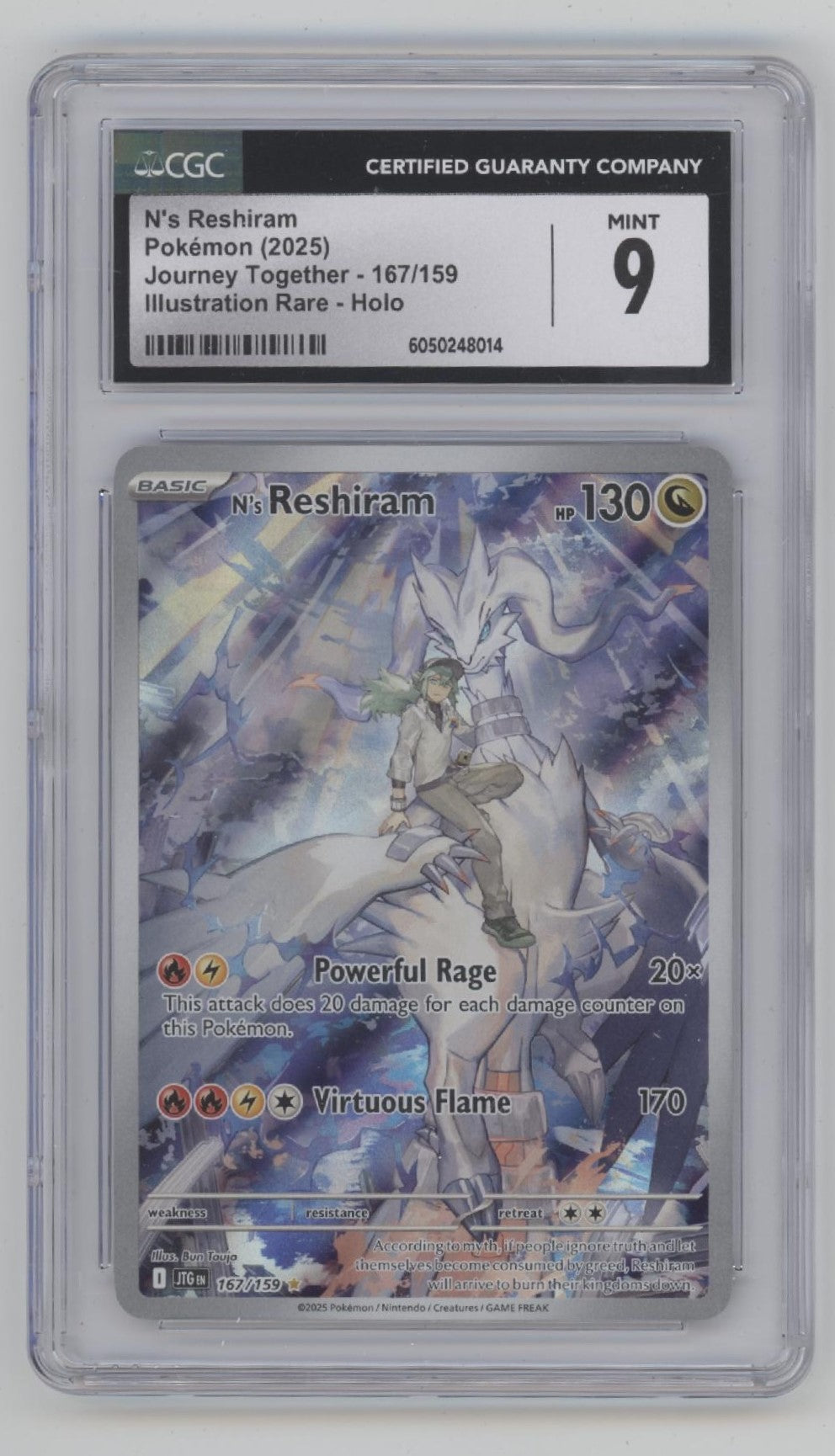 N's Reshiram Pokemon Journey Together Illustration Rare Holo #167 CGC 9