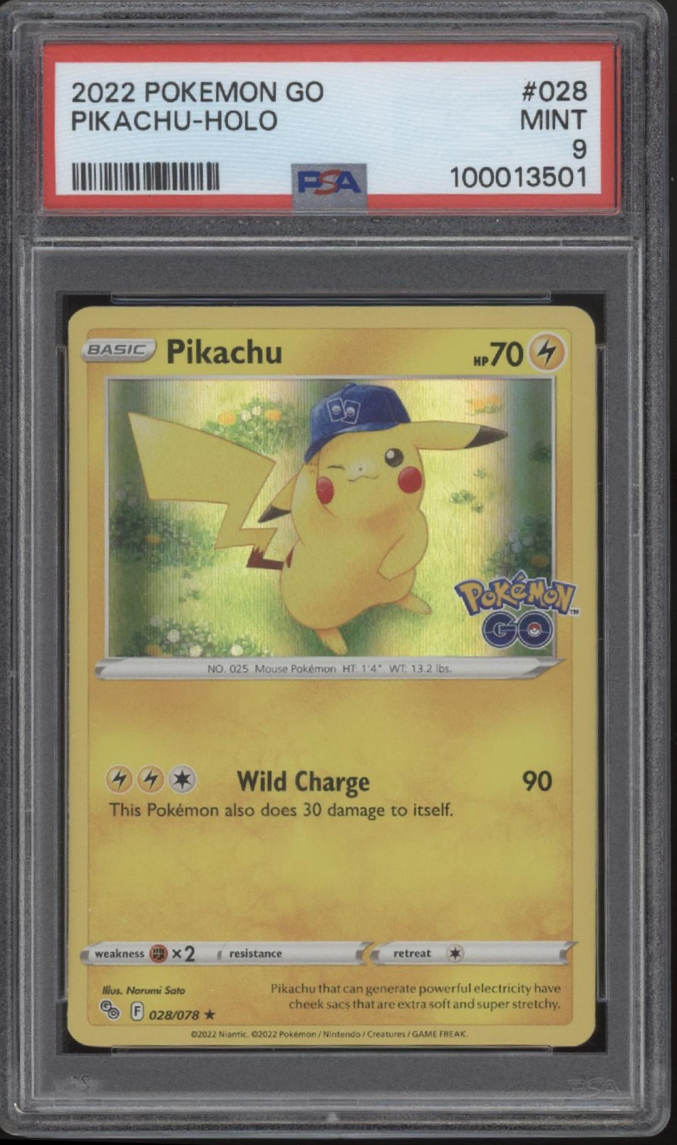 Pikachu Pokemon GO Holo #028 PSA 9