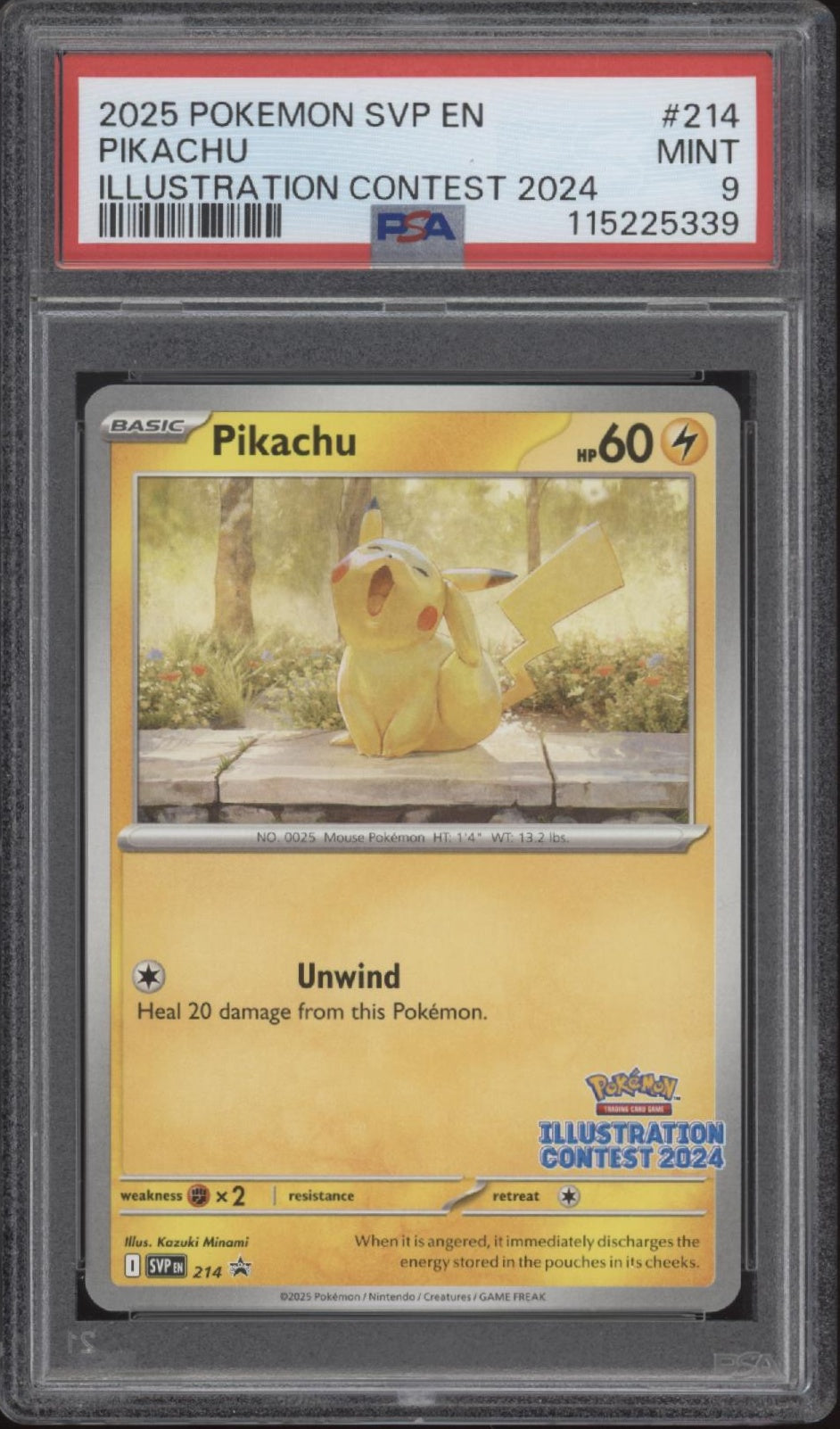 Pikachu Pokemon Scarlet & Violet Promo Illustration Contest 2024 #214 PSA 9