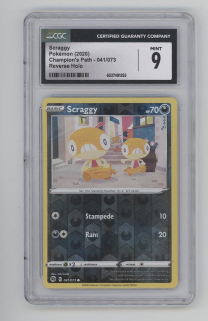 Scraggy Pokemon Champion's Path Reverse Holo #041 CGC 9
