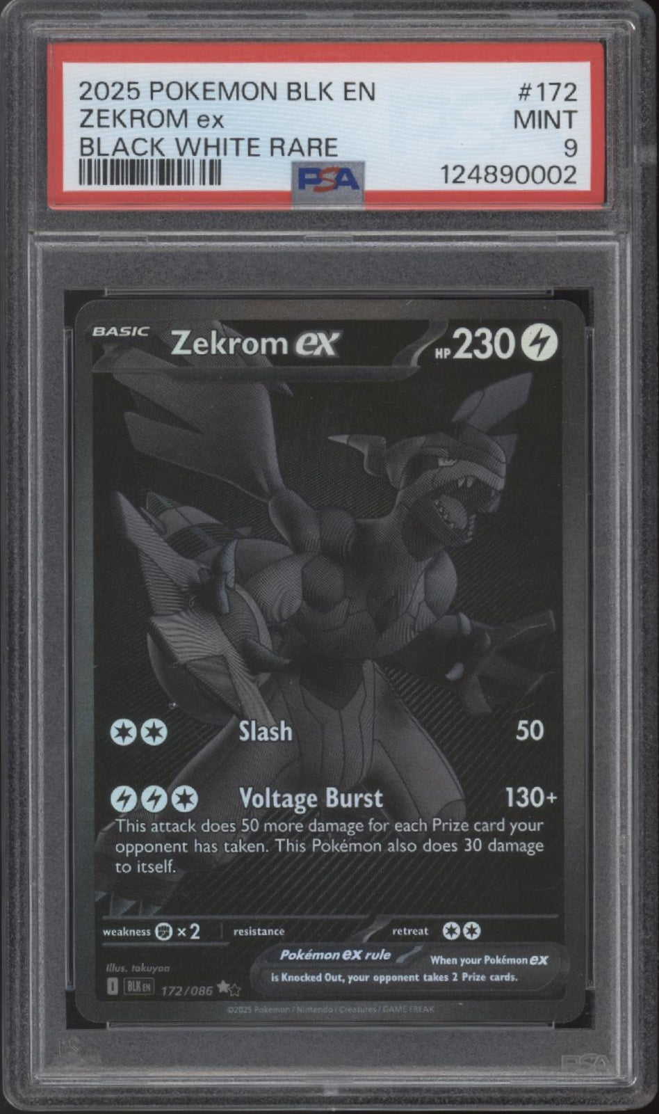 Zekrom ex Pokemon Black Bolt Black White Rare #172 PSA 9