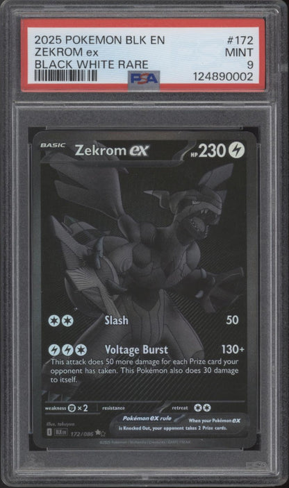 Zekrom ex Pokemon Black Bolt Black White Rare #172 PSA 9
