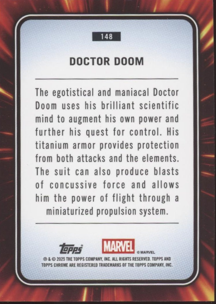 Doctor Doom 2025 Topps Chrome Marvel Aqua Cracked Ice Refractor 63/75 #148