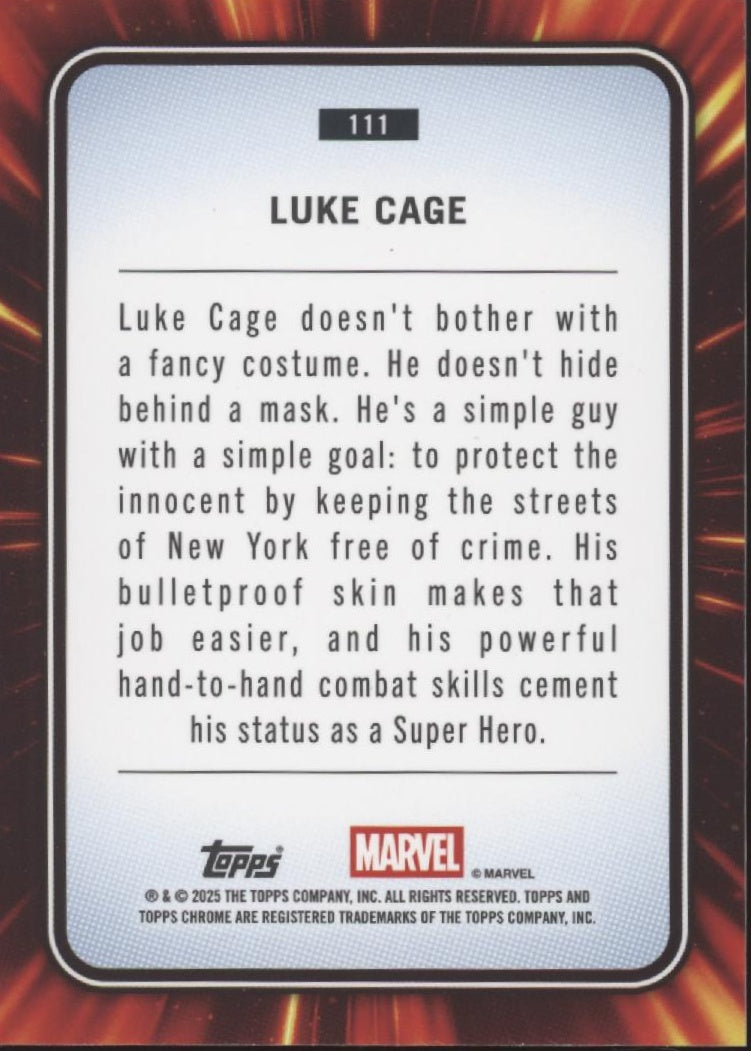 Luke Cage 2025 Topps Chrome Marvel Purple Cracked Ice Refractor 09/15 #111