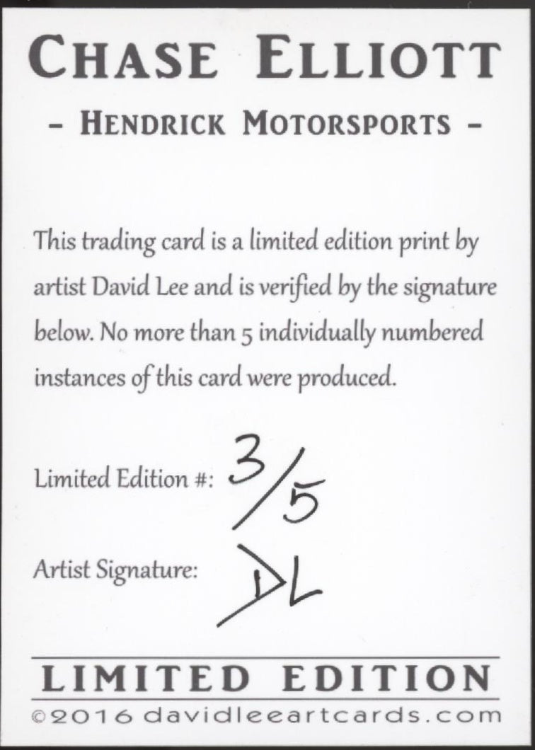 Chase Elliott 2016 David Lee Art Cards Limited Edition Artist Print Card 3/5