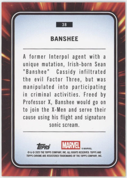 Banshee 2025 Topps Chrome Marvel Human Torch Refractor Refractor 05/39 #38