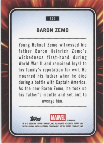 Baron Zemo 2025 Topps Chrome Marvel Purple Shimmer Refractor 23/75 #125