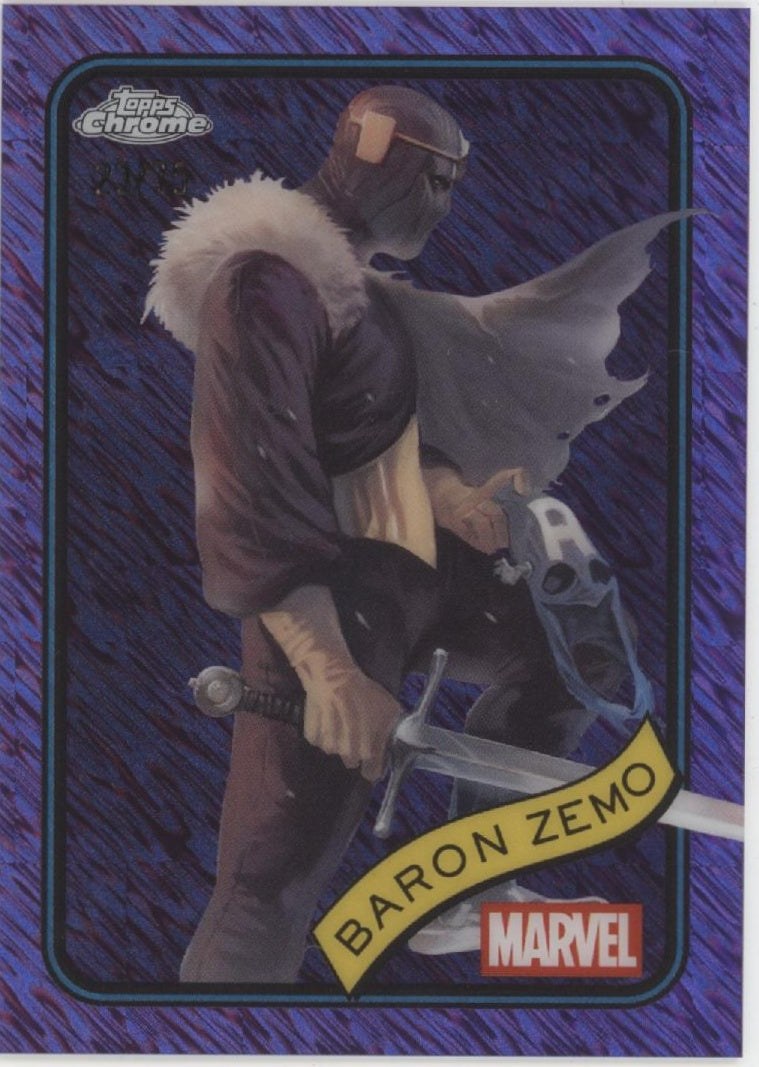 Baron Zemo 2025 Topps Chrome Marvel Purple Shimmer Refractor 23/75 #125