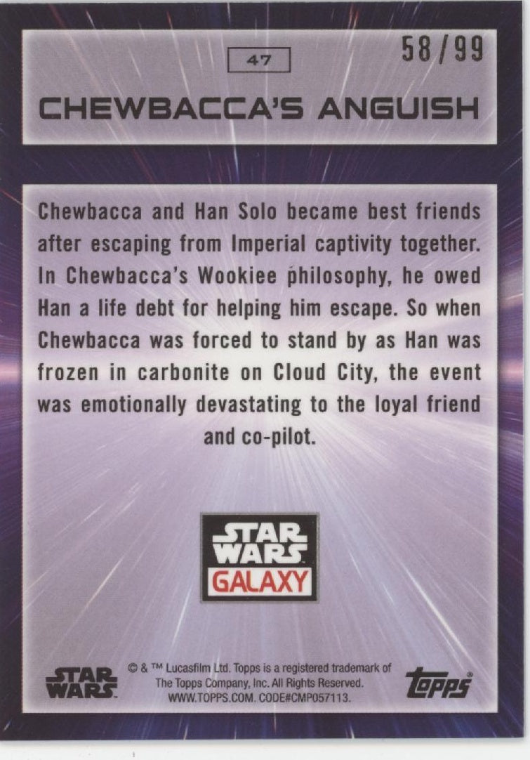 Chewbacca's Anguish 2022 Topps Chrome Star Wars Galaxy Wave Refractor 58/99
