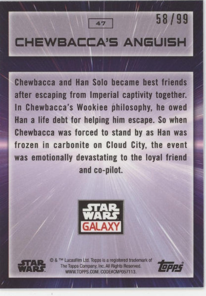 Chewbacca's Anguish 2022 Topps Chrome Star Wars Galaxy Wave Refractor 58/99