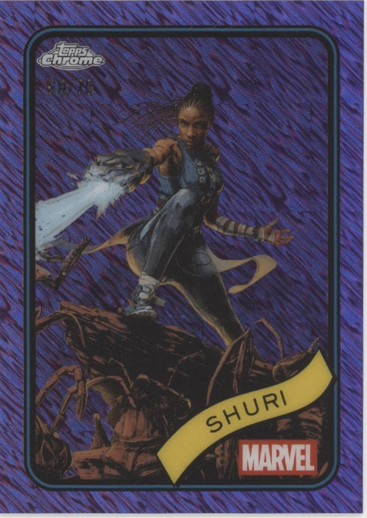 Shuri 2025 Topps Chrome Marvel Purple Shimmer Refractor 68/75 #96