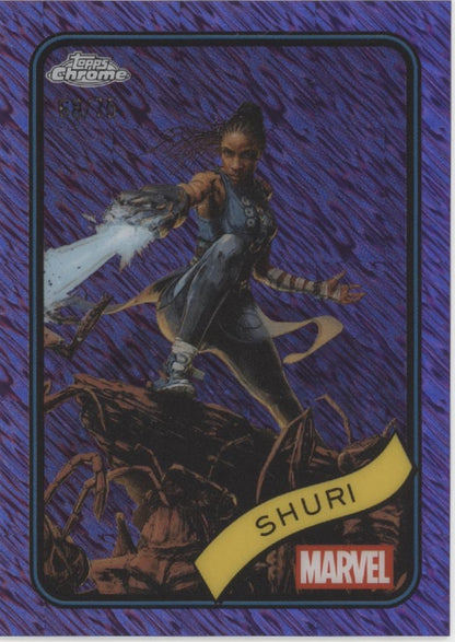 Shuri 2025 Topps Chrome Marvel Purple Shimmer Refractor 68/75 #96