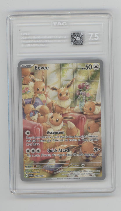 Eevee Pokemon Twilight Masquerade Illustration Rare #188 TAG 7.5