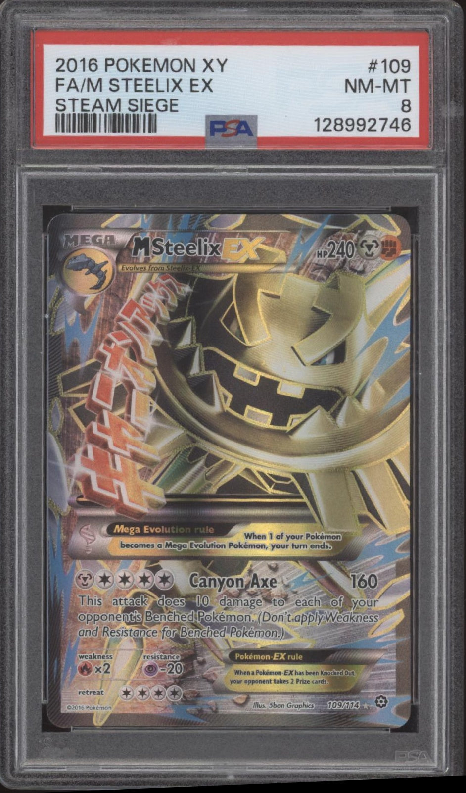 M Steelix ex Pokemon Steam Siege #109 PSA 8