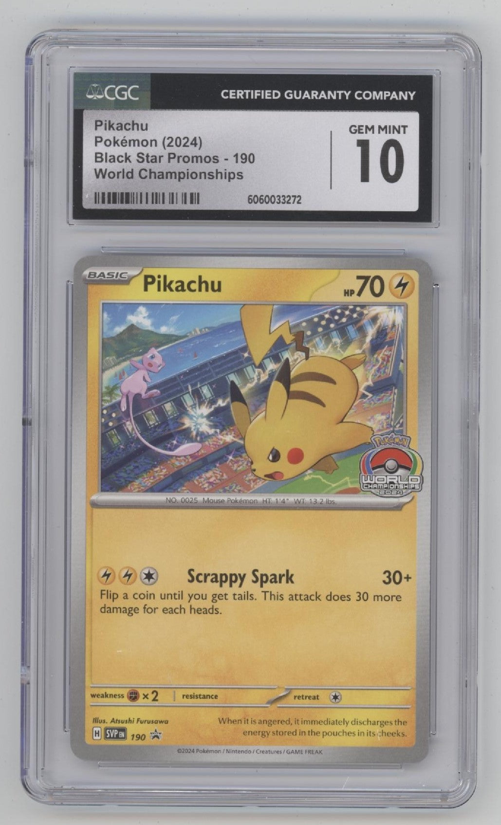 Pikachu Pokemon Scarlet & Violet Promo World Champions #190 CGC 10 #1
