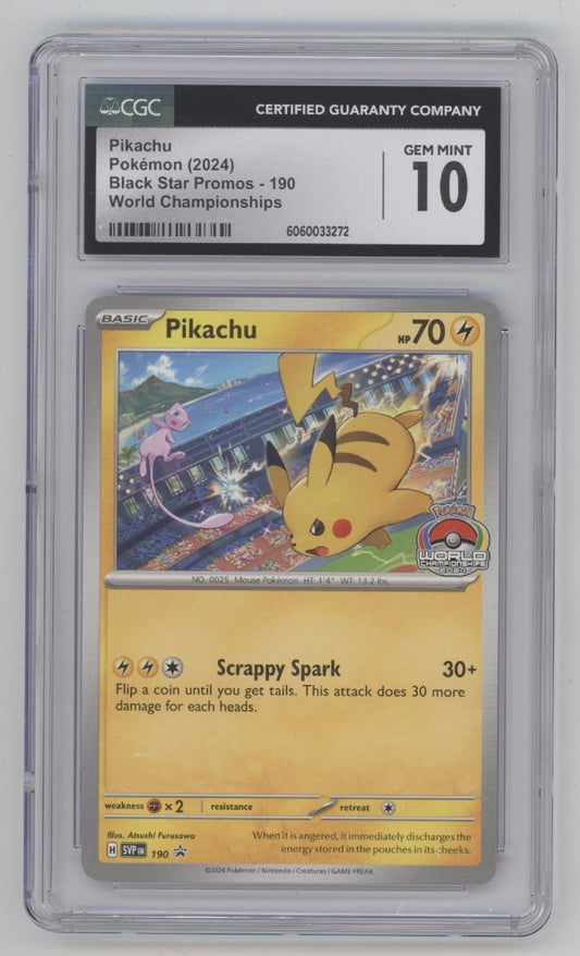 Pikachu Pokemon Scarlet & Violet Promo World Champions #190 CGC 10 #1