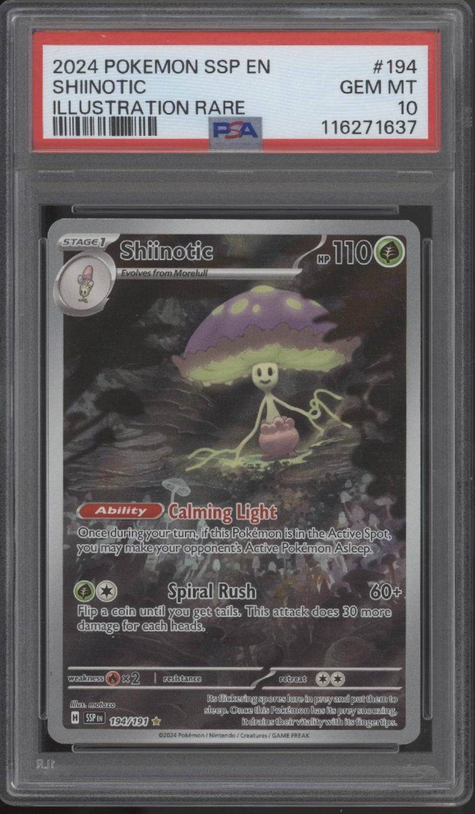 Shiinotic Pokemon Surging Sparks Illustration Rare #194 PSA 10