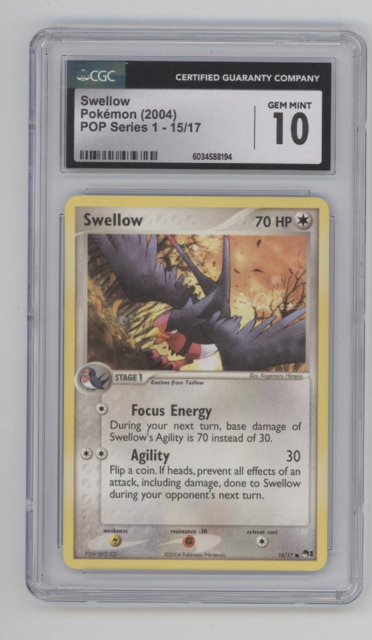Swellow Pokemon POP Series 1 #15 CGC 10
