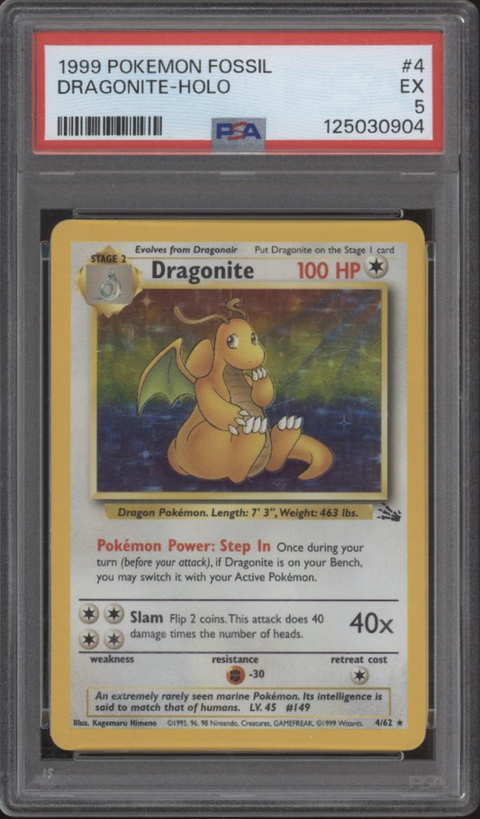 Dragonite Pokemon Fossil Holo #4 PSA 5