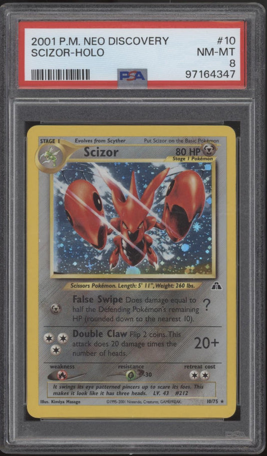 Scizor Pokemon Neo Discovery Holo #10 PSA 8