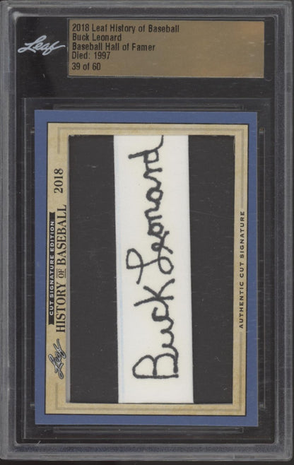 Buck Leonard 2018 Leaf History of Baseball Hall of Famer Relic Auto 39/60