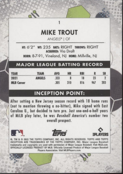 Mike Trout 2022 Topps Inception Purple 048/50 #1