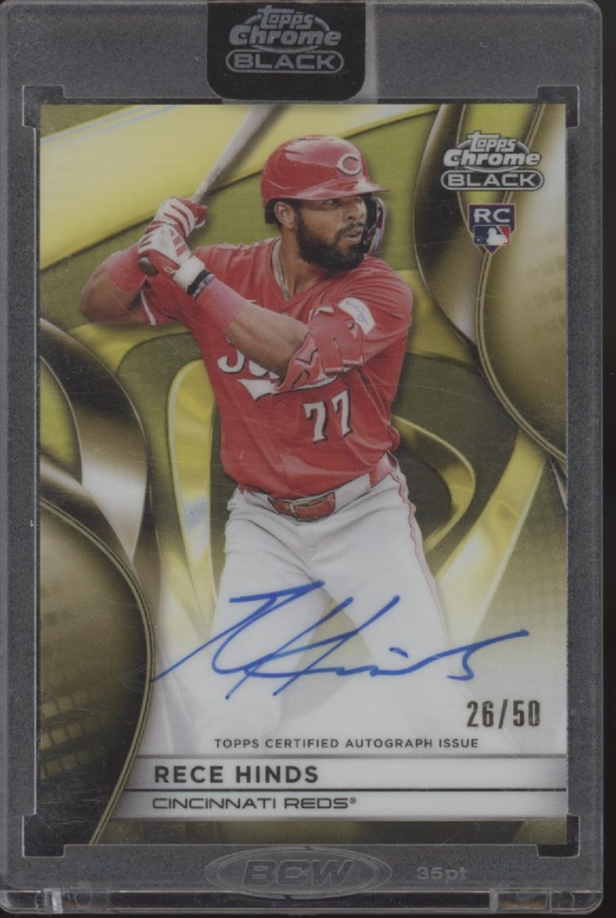 Rece Hinds 2025 Topps Chrome Black Gold Refractor RC Auto 26/50 #CBA-RHI