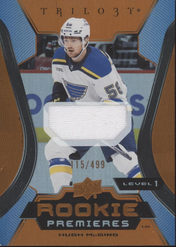 Hugh McGing 2023-24 UD Trilogy Rookie Premieres Level 1 Swatch RC 115/499