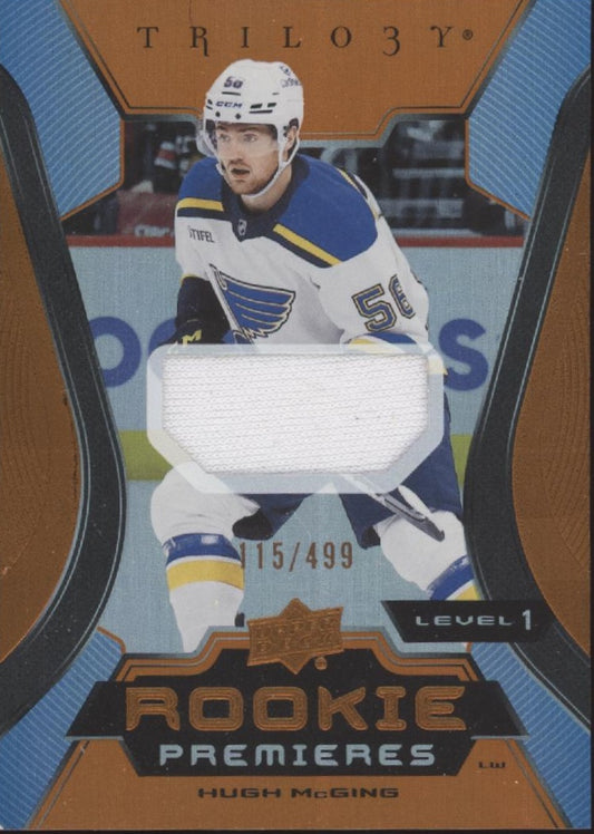 Hugh McGing 2023-24 UD Trilogy Rookie Premieres Level 1 Swatch RC 115/499