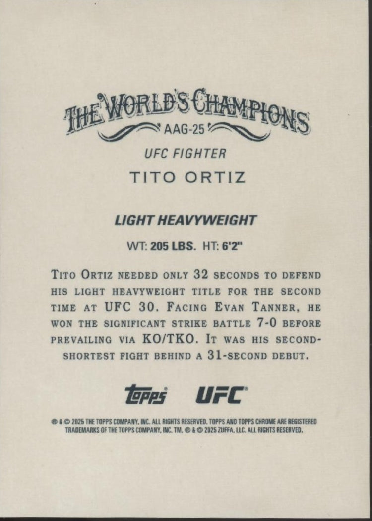 Tito Ortiz 2025 Topps Chrome Allen & Ginter Gold Refractor 01/50 #AAG-25