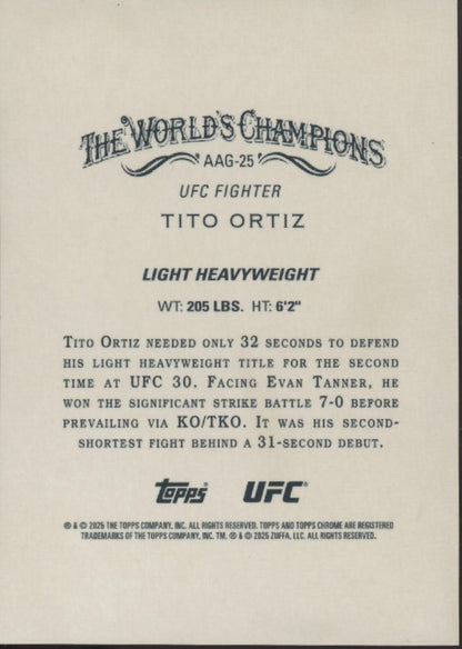 Tito Ortiz 2025 Topps Chrome Allen & Ginter Gold Refractor 01/50 #AAG-25