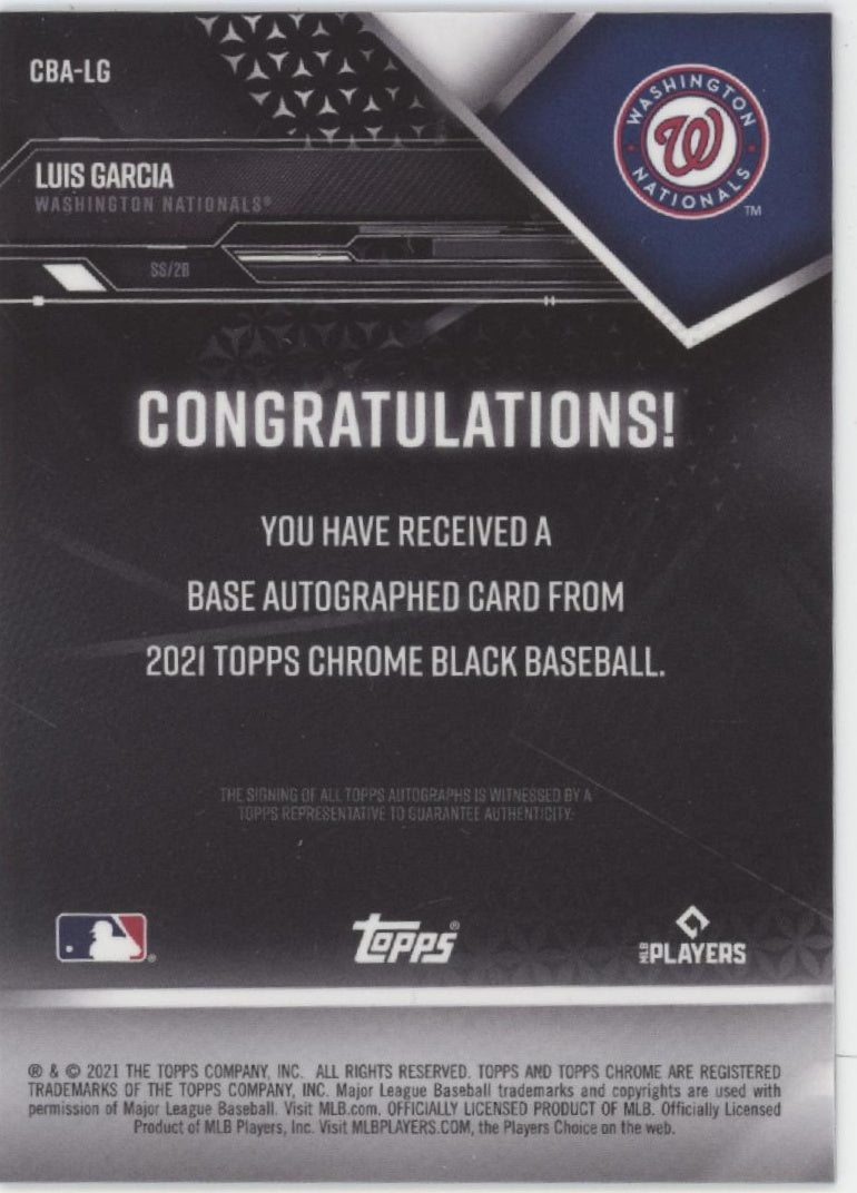 Luis Garcia 2021 Topps Chrome Black Gold Refractor RC Auto 37/50 #CBA-LG