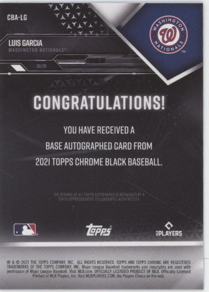 Luis Garcia 2021 Topps Chrome Black Gold Refractor RC Auto 37/50 #CBA-LG
