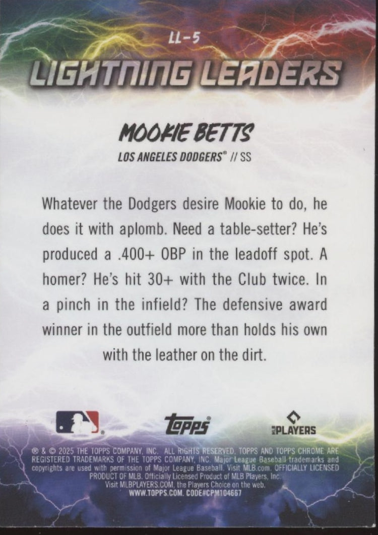 Mookie Betts 2025 Topps Chrome Lighning Leaders #LL-5