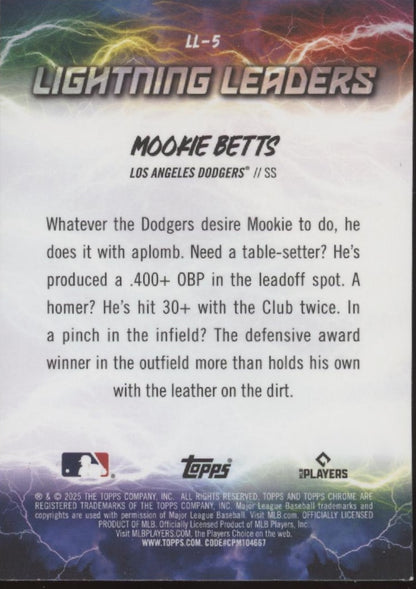 Mookie Betts 2025 Topps Chrome Lighning Leaders #LL-5