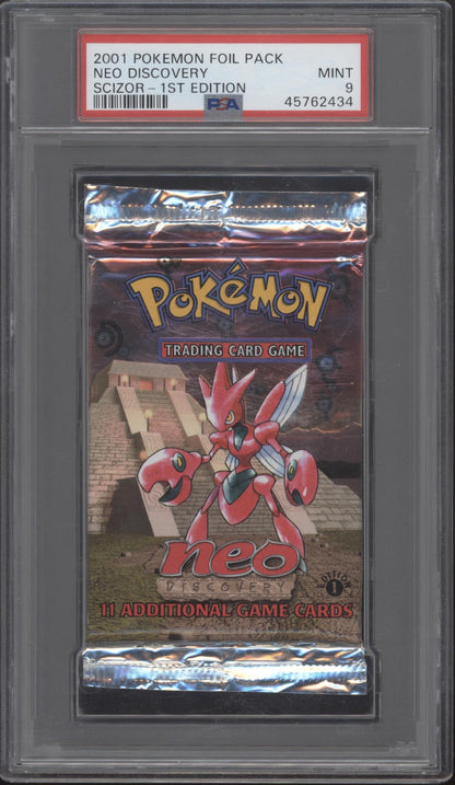 Neo Discovery Pokemon 1st Edition Scizor Foil Booster Pack PSA 9