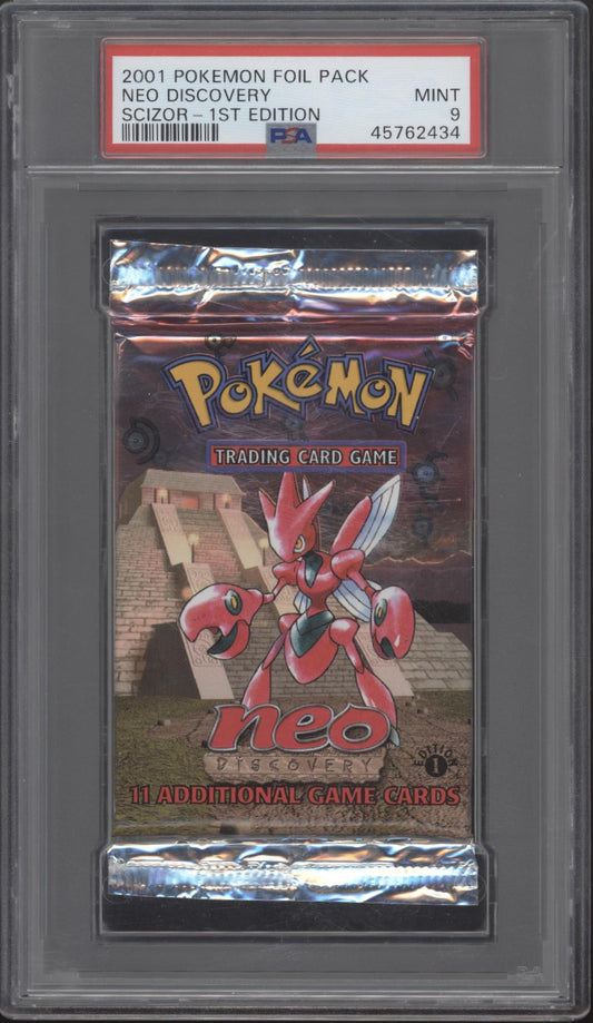 Neo Discovery Pokemon 1st Edition Scizor Foil Booster Pack PSA 9