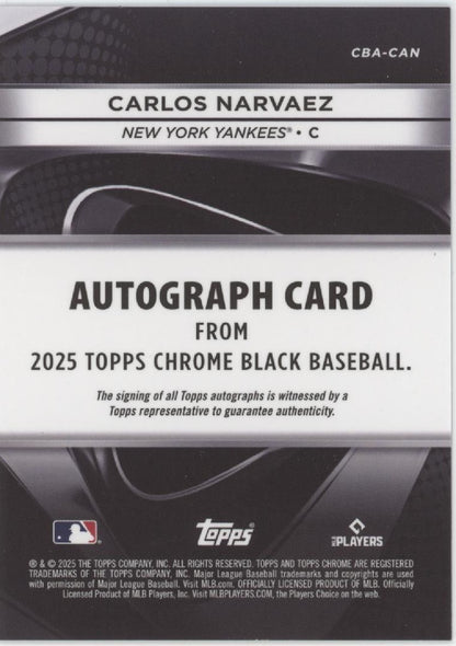 Carlos Narvaez 2025 Topps Chrome Black Blue Refractor RC Auto 113/150 #CBA-CAN