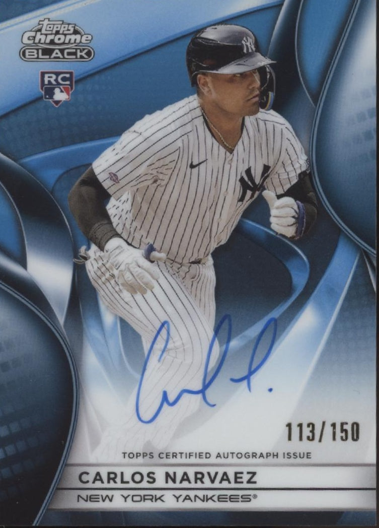 Carlos Narvaez 2025 Topps Chrome Black Blue Refractor RC Auto 113/150 #CBA-CAN