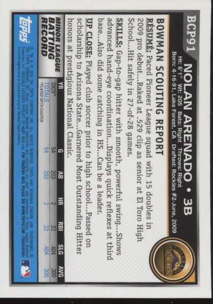 Nolan Arenado 2010 Bowman Chrome #BCP91